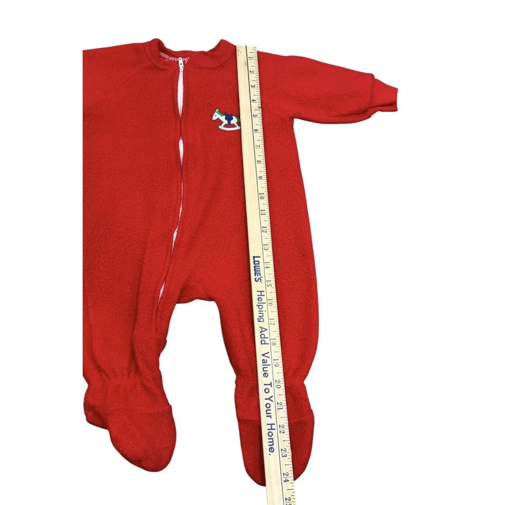 Vintage Carters 6-12 Months Red Blanket Pajama Full‎ Zip Sleeper Horse Footed